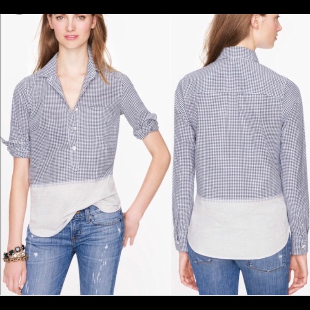 J.Crew Gingham & Striped popover